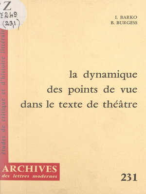 cover image of La dynamique des points de vue dans le texte de théâtre